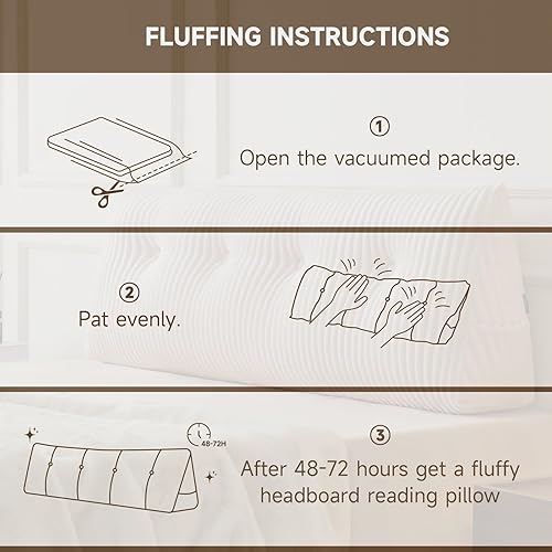 Miniatura 9 de Z-hom Almohada de cabecera completa, almohada de lectura de cuña triangular para cama o sofá, cojín ergonómico para respaldo para sentarse, leer o