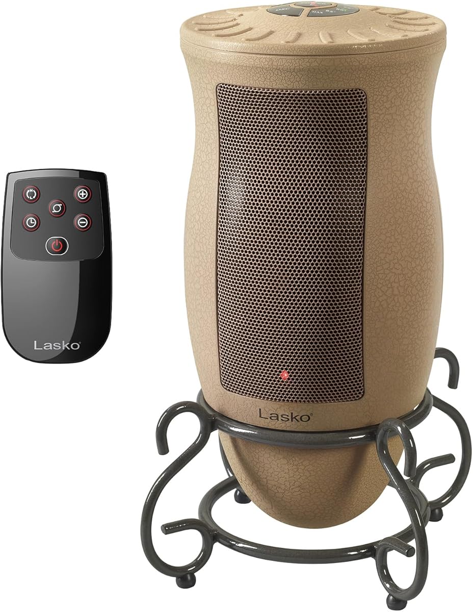 Lasko Oscillating Designer Ceramic Tower Space Heater for Home with Adjustable Thermostat, Timer and Remote Control, 16 Inches, 1500W, 6435