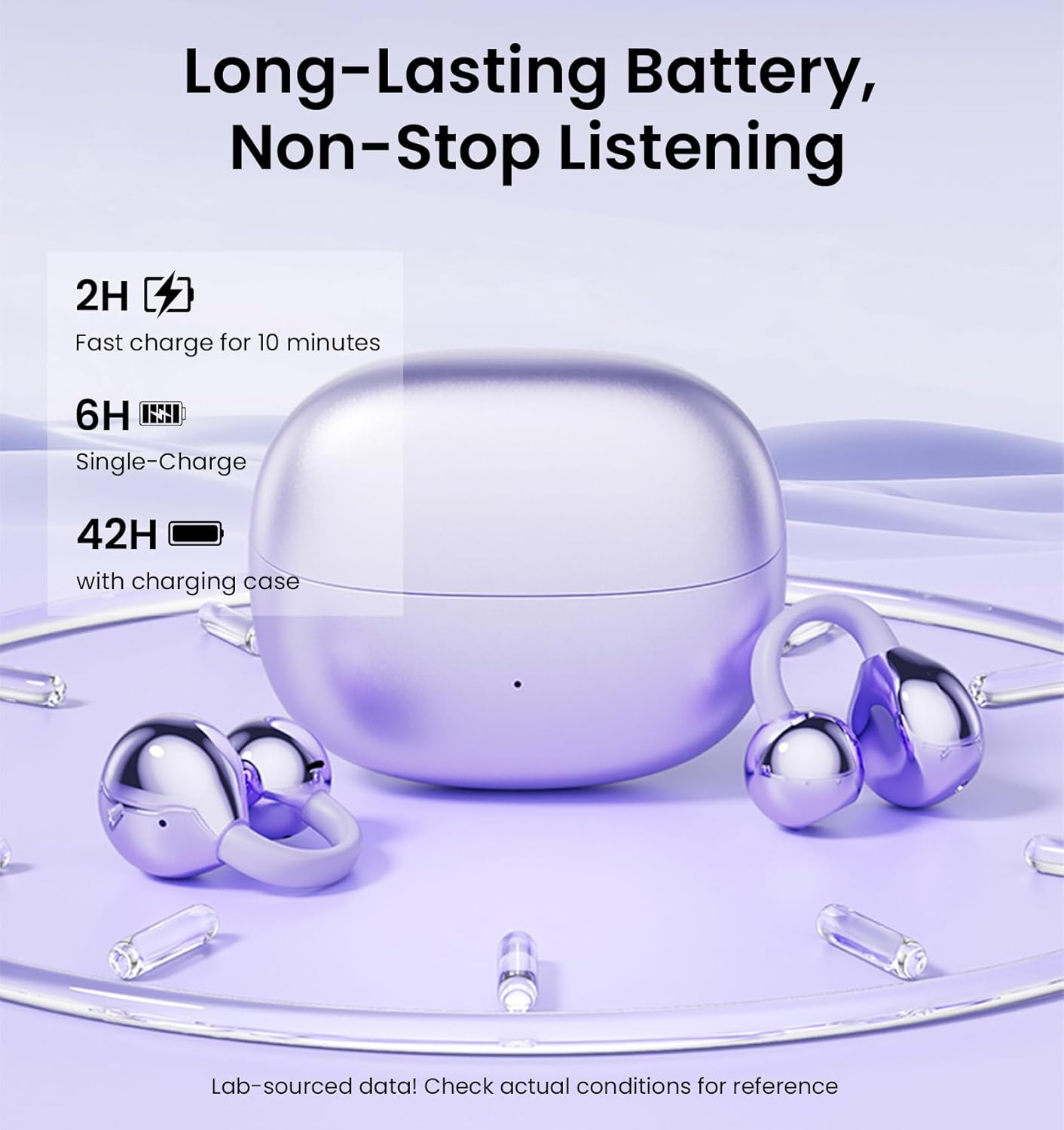 Clip on Earbuds,Open Ear Earbuds Wireless Bluetooth 5.4, Lightweight Open Ear Headphones with Mic 59H Battery,Waterproof, for Sports, Running, Small Ears & Glasses Wearers,Workouts - Image 6