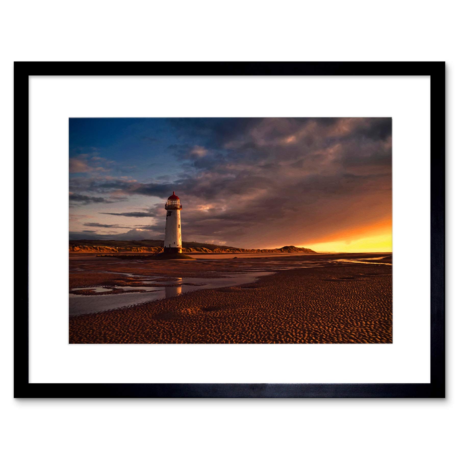 Wee Blue Coo Photo Landscape Lighthouse Talacre Wales Framed Wall Art Print