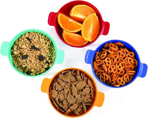 Miniatura 5 de Mintra - Tazón de plástico irrompible colorido, 4 unidades, (pequeño con asas, 18.6 fl oz, salmón) - (parte de un juego) - Helado, ensalada,