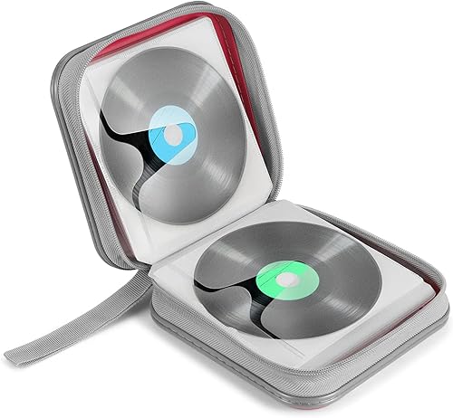 Miniatura 2 de TNP Products Estuche de plástico rígido para almacenamiento de CDDVD, capacidad 40, rojo, portátil, 6 x 6 x 2 pulgadas, viajes en automóvil,