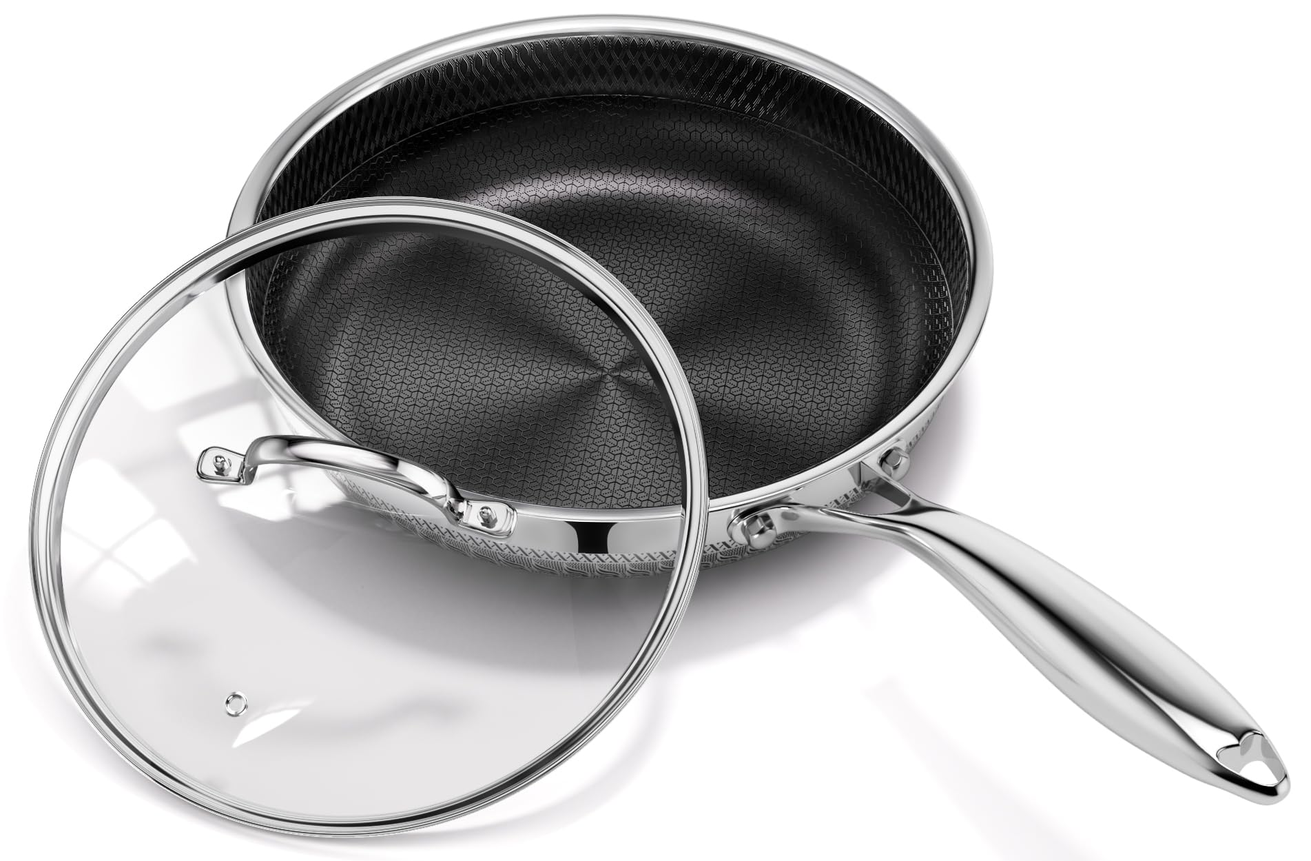 Innerwell 20 cm Antihaft-Pfanne mit Deckel, Titan-Keramik 3-lagig Edelstahl, Hybrid Kochpfanne, Induktion geeignet, Eierpfanne mit Kühlgriff, PFAS/PFOA/PTFE-frei