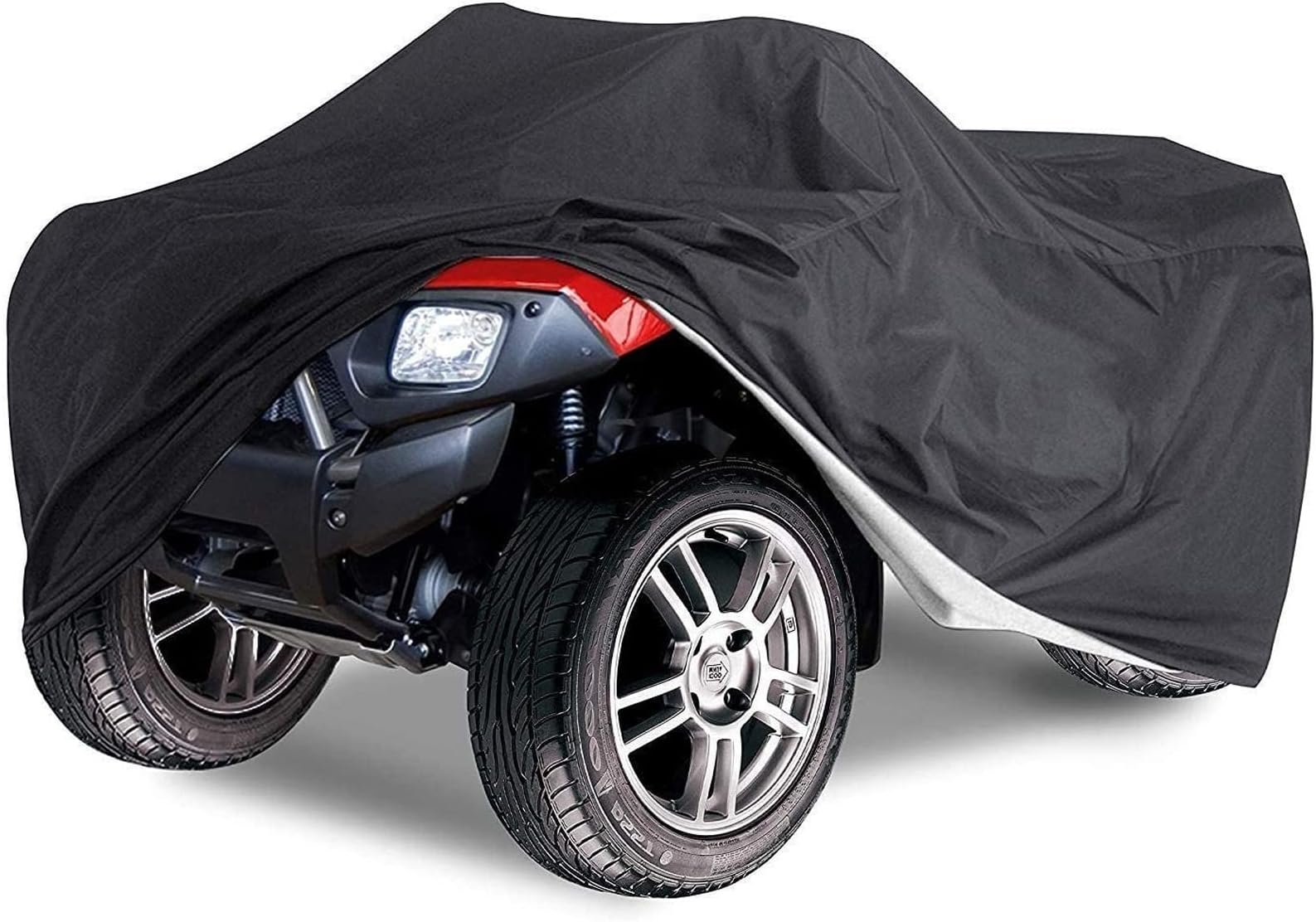 Waterproof ATV Cover with Storage Bag Heavy Duty Black Protects 4 Wheeler from Snow Rain Dust and Sun,88 x 39 x 42 inch
