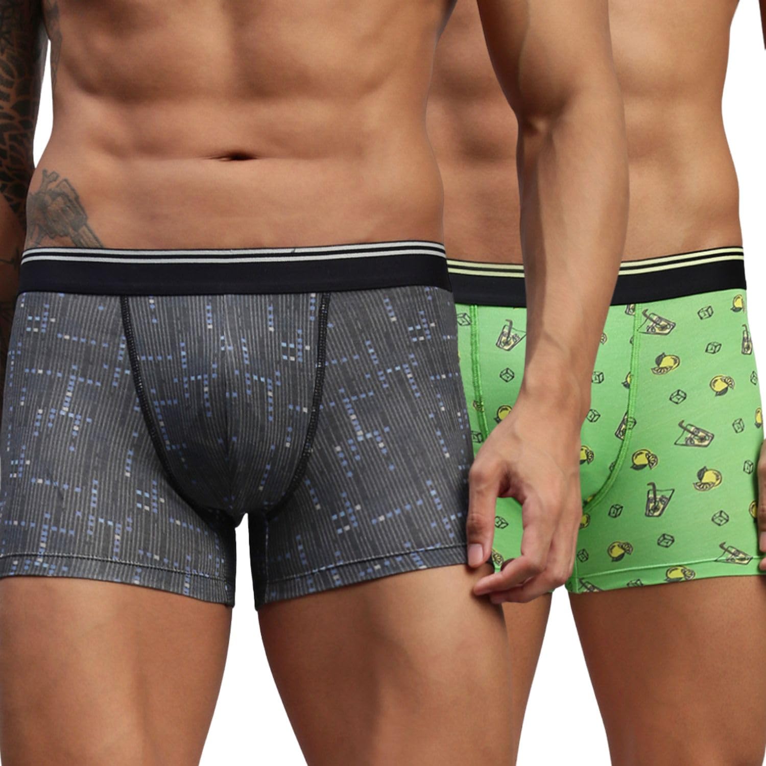 hayu 2PC Pack of GEO Abstract & Lime 'N' SODA Men Modal Printed Trunks-picture-16