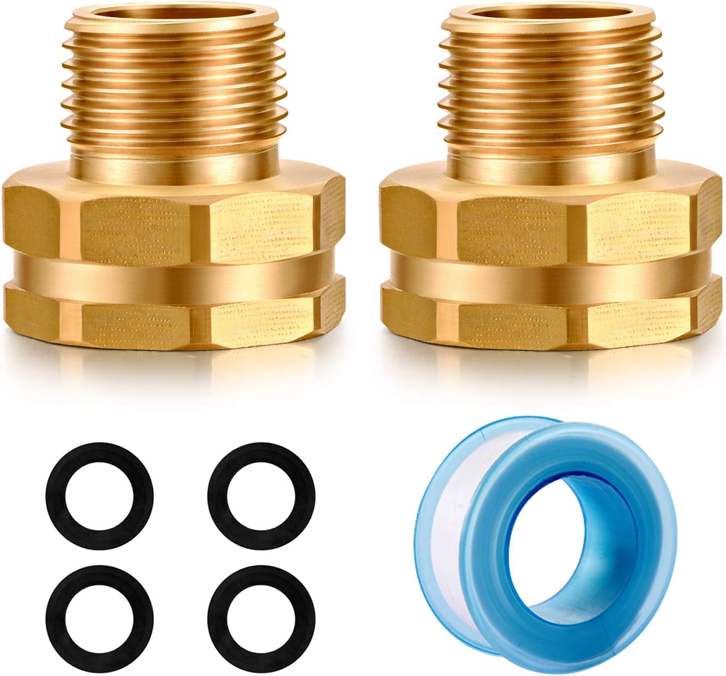 Garden Hose Fittings Connectors Adapter Solid Brass Repair Female to male faucet leader coupler dual water hose connector(3/4" GHT Female to 1/2" NPT Male) (10-Pcs)