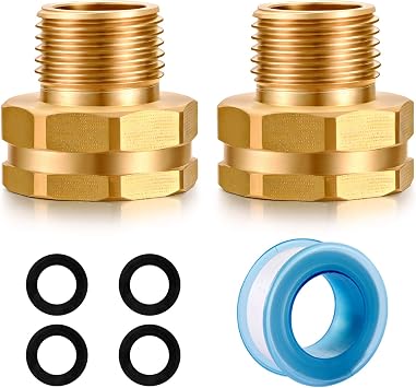 Solid brass Garden Hose Fittings Connectors Adapter Heavy Duty Brass Repair Female to male faucet leader coupler dual water hose connector3/4" GHT Female to 1/2" NPT Male 2 Pcs