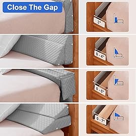 EUHAMS Full Size Bed Wedge Pillow - Bed Gap Filler Mattress Wedge Headboard Pillow - Fill The Gap (0-7) Between Headboard and Mattress for Sleeping Backrest Pillow (54x10x6 Grey)