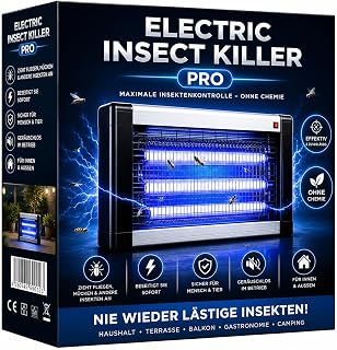 UV Insektenfalle elektrisch – leistungsstarke Mücken- und Fliegenabwehr – Moderne Moskitoschutz-Lampe für effektiven Schutz vor Insekten Aller Art Insektenvernichter - Mückenabwehr (Eckig)