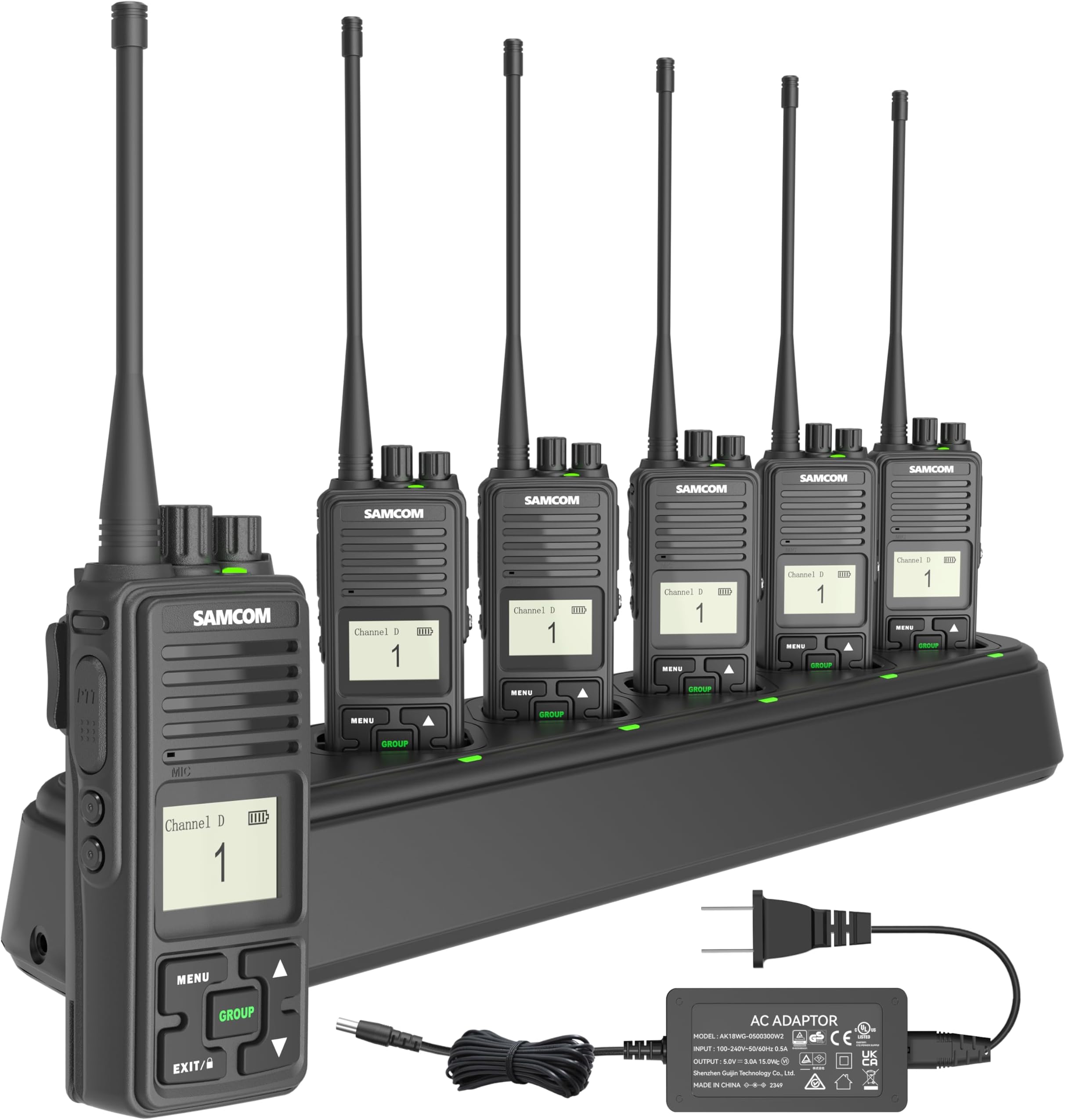 SAMCOM FPCN10A Two Way Radios Walkie Talkie Professional Business Rechargeable 3000mAh Handheld UHF 2 Way Radios Two-Way Radio(6 Pack) with 6 Way Multi Gang Charger for Industrial Commercial