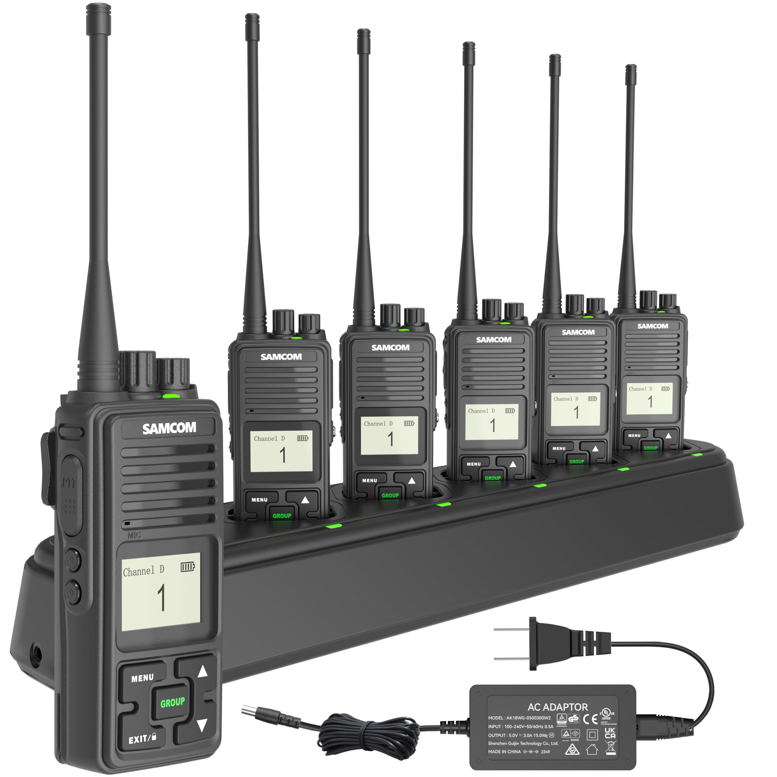 SAMCOM FPCN10A Radio Walkie Talkie Adult with Six Way Multi Charger Station