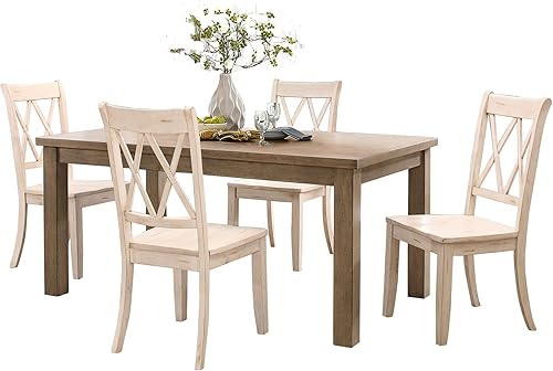 Miniatura 13 de Lexicon Janina - Juego de 2 sillas de comedor modernas de granja, juego de 2, madera maciza, respaldo cruzado, cocina tradicional moderna estilo