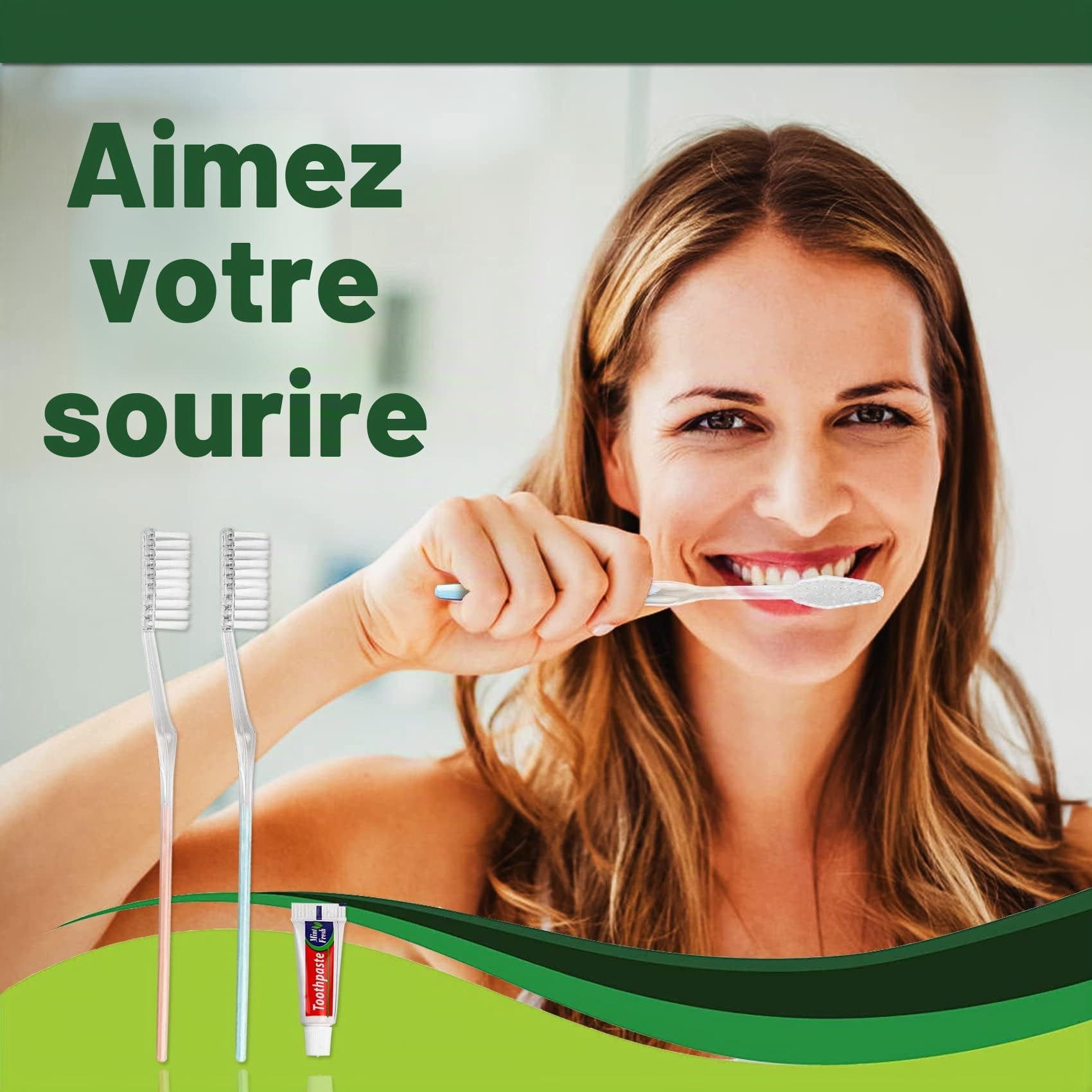 Lot de 100 brosses à dents jetables avec dentifrice, emballées individuellement, brosses à dents jetables en vrac, brosse à dents à poils souples, kit de brosse à dents de voyage manuelle en vrac