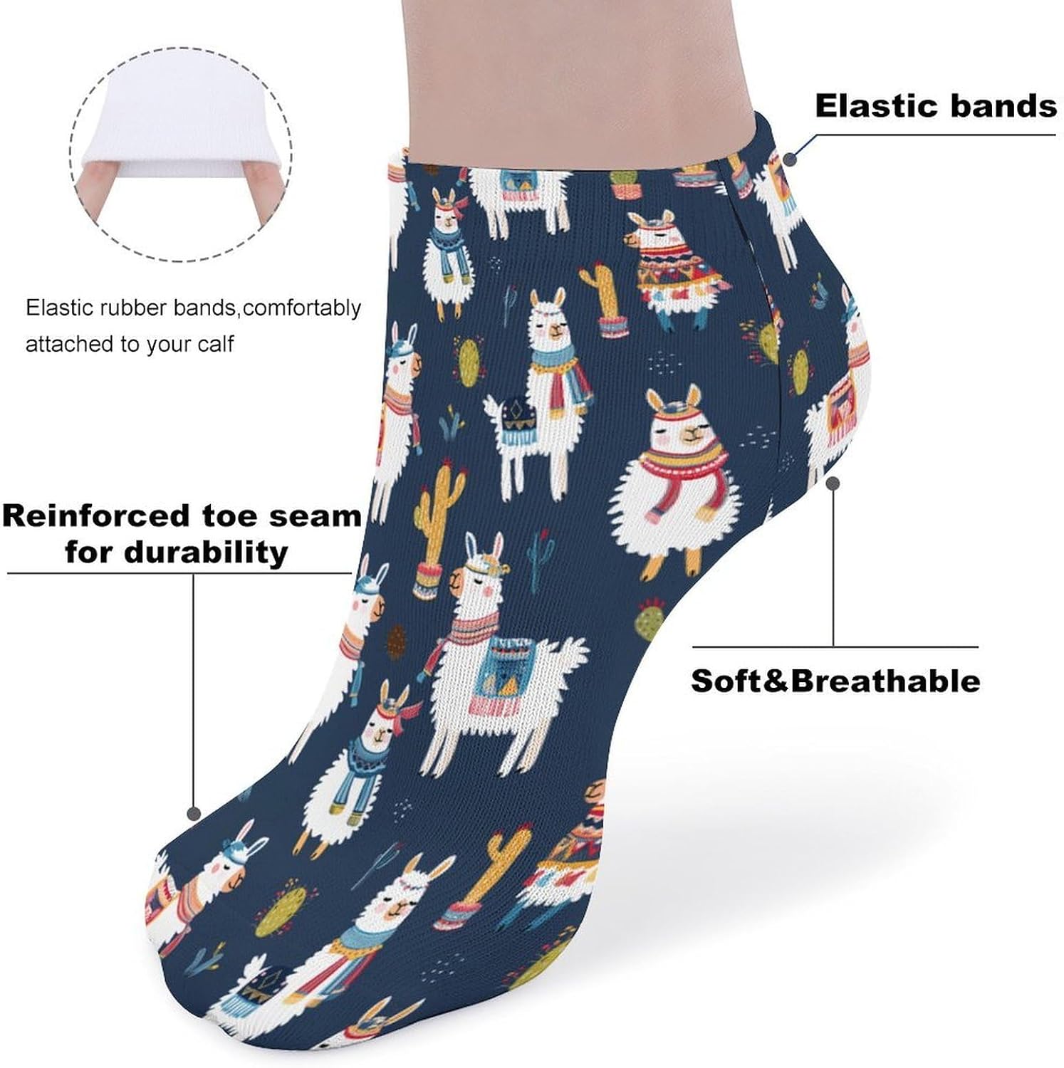 Alpaca-Llama-Cactus Ankle Socks for Men Women Low Cut Crew Sock Casual Sports Clothing