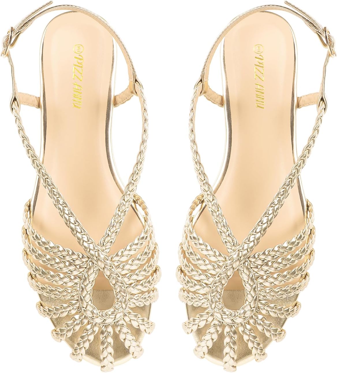 PIZZ ANNU Women's Sophia Braided Flat Sandals Comfortable Memory Foam Walking Shoes Summer Gladiator Slingback Ankle Strap Strappy Sandals - Image 4