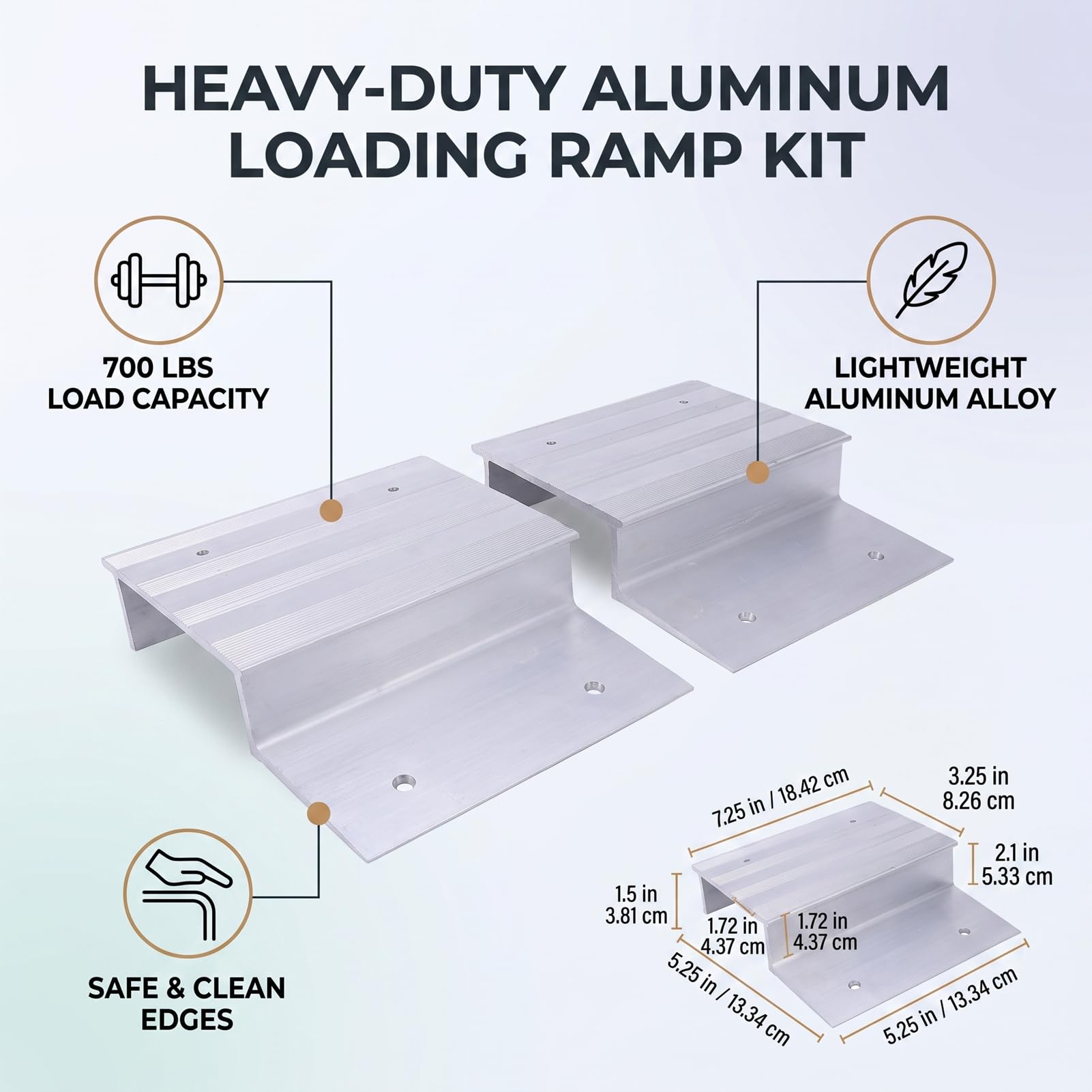 FTVOGUE 1 para 7,25-calowego Zestawu Rampy ze Stopu Aluminium do Przyczepy