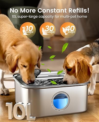 Miniatura 2 de oneisall Fuente de agua para perros grandes, fuente de agua para perros grandes, fuente de agua para perros de 10 L2.6 galones con multifiltración y