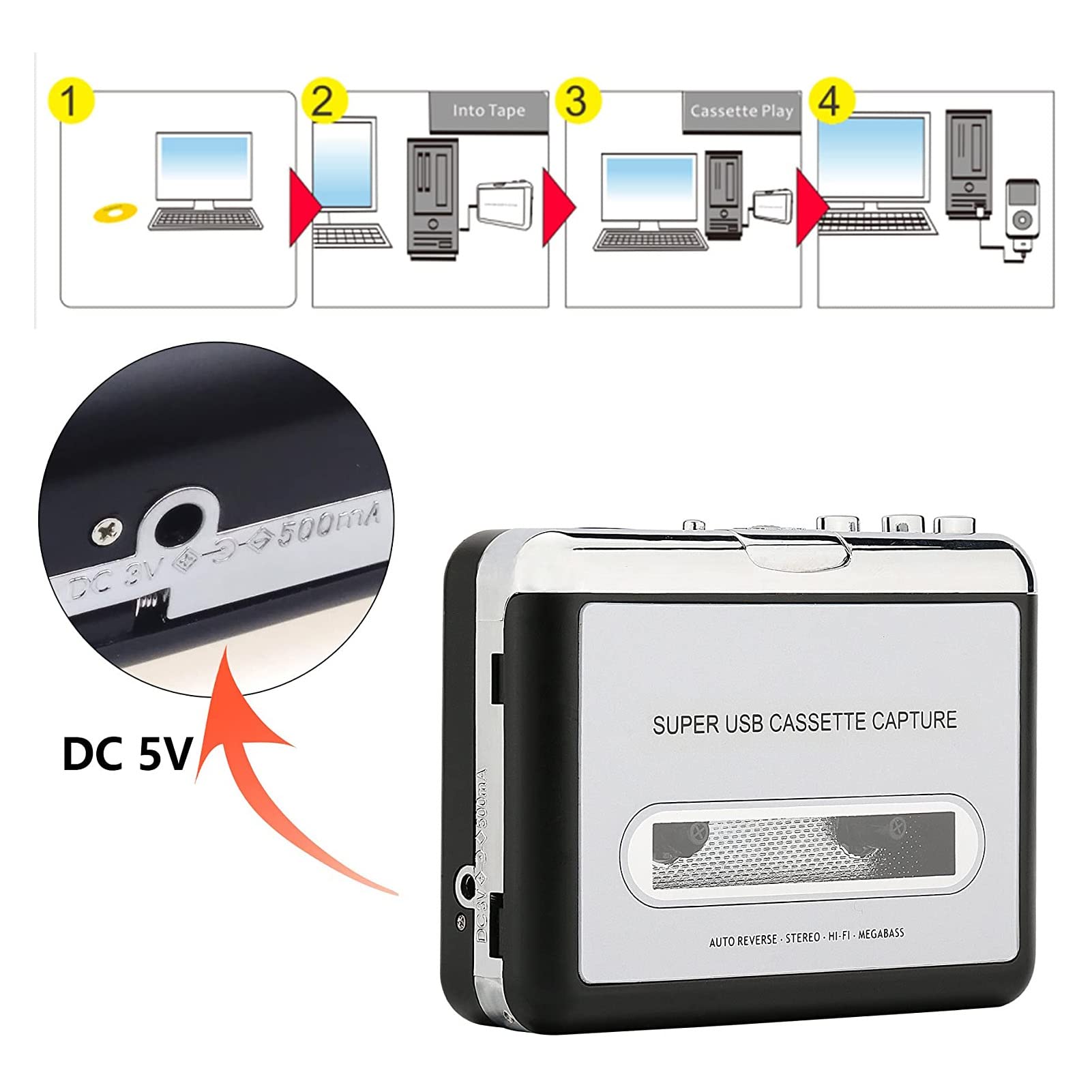 Lettore Cassette Portatile – Converte I Nastri In MP3 Tramite USB