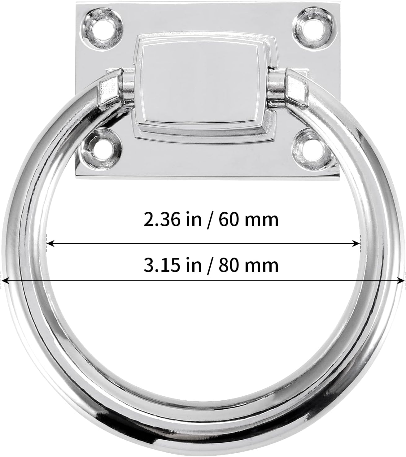 SHEUTSAN 6 Pack 80mm Drop Rings Pulls Handle, Modern Round Back Pulls Door Knocker with Screws for Chairs, Ottomans, Cabinets, Doors, Silver