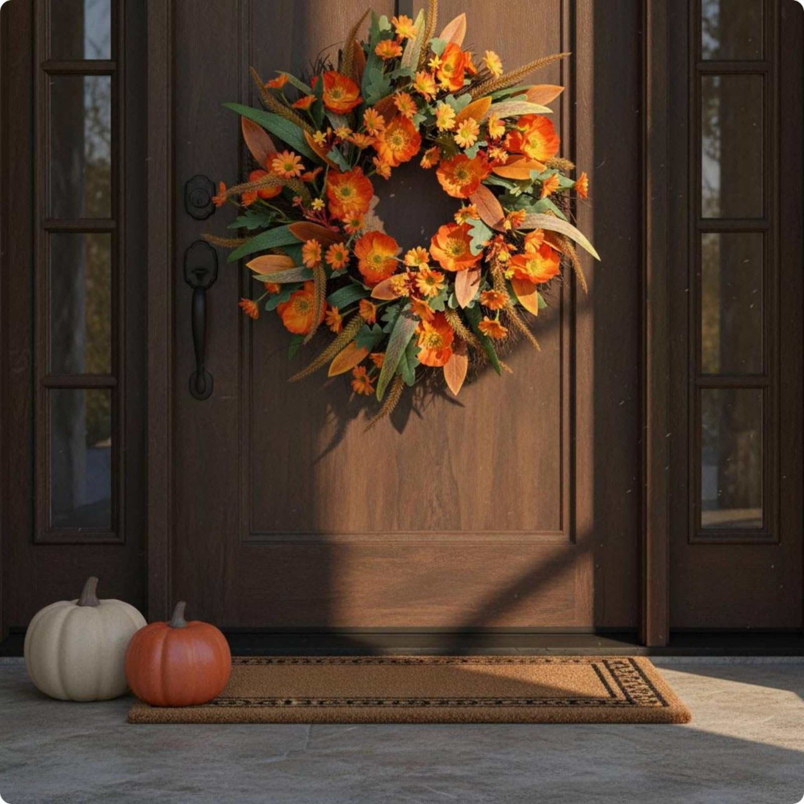 F Fityle Guirnalda Decorativa de Otoño Corona Adorno Centro de Puerta con Diseño Estacional Cálido y Detalles Meticulosamente Dispuestos Adecuada para Sala Comedor Recibidor Pared Interior