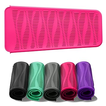 Silicone Heat Resistant Mat,Flat Iron Holder,Used as Heat resistant Pad and Storage Pouch for Hot Hair Tools.(Wave,Hotpink)