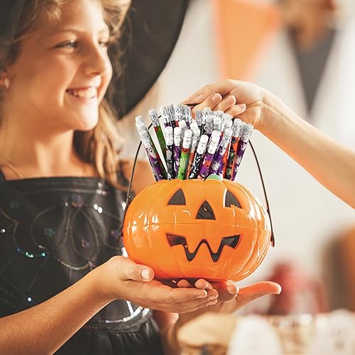 Miniatura 7 de 48 lápices de Halloween con 48 piezas de borradores de calabaza 3D a granel para niños, estudiantes, bolsas de regalo, regalos para oficina,
