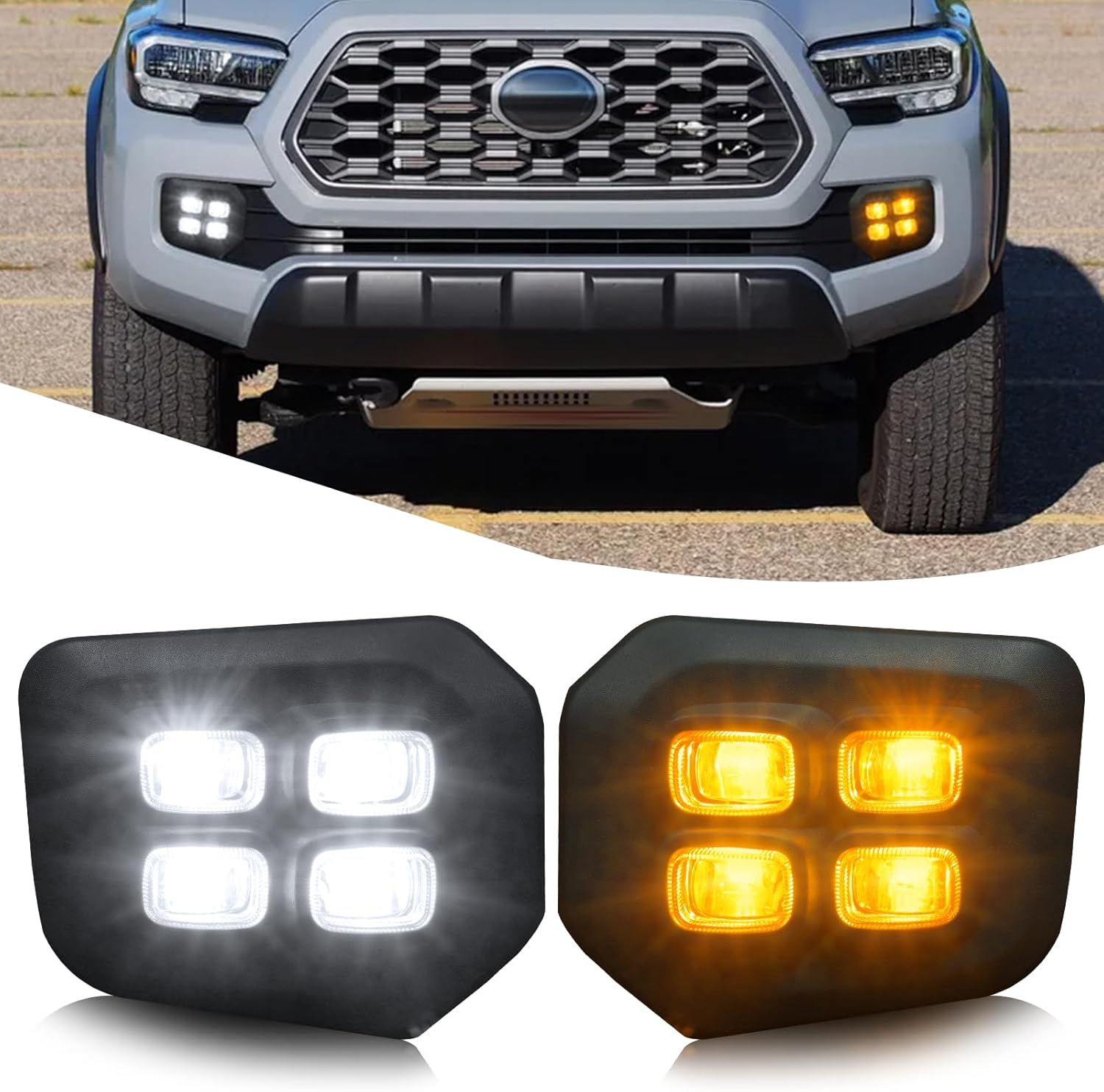 Daytime Running Lights Drl Fog Light for Toyota Tacoma 2016-2023 Tacoma Turn Signal Fog Lights Assembly (16-23Fog Led)