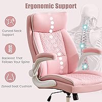 Vista 4 de Silla de oficina de cuero, silla de escritorio para computadora con soporte lumbar, ajuste de altura, cómodas sillas de tareas excutivas 400 libras