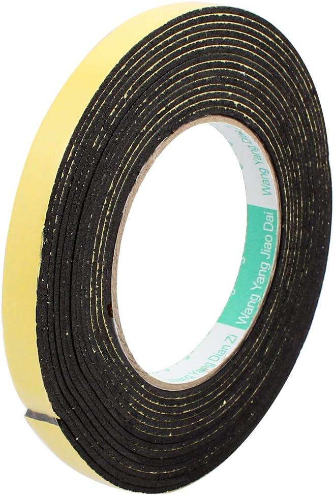 uxcell Sealing Foam Tape 30mm Wide 2mm Thick 3 M/9.84ft Long, Self Adhesive Weather Strip for Window Door Insulation, Yellow Black