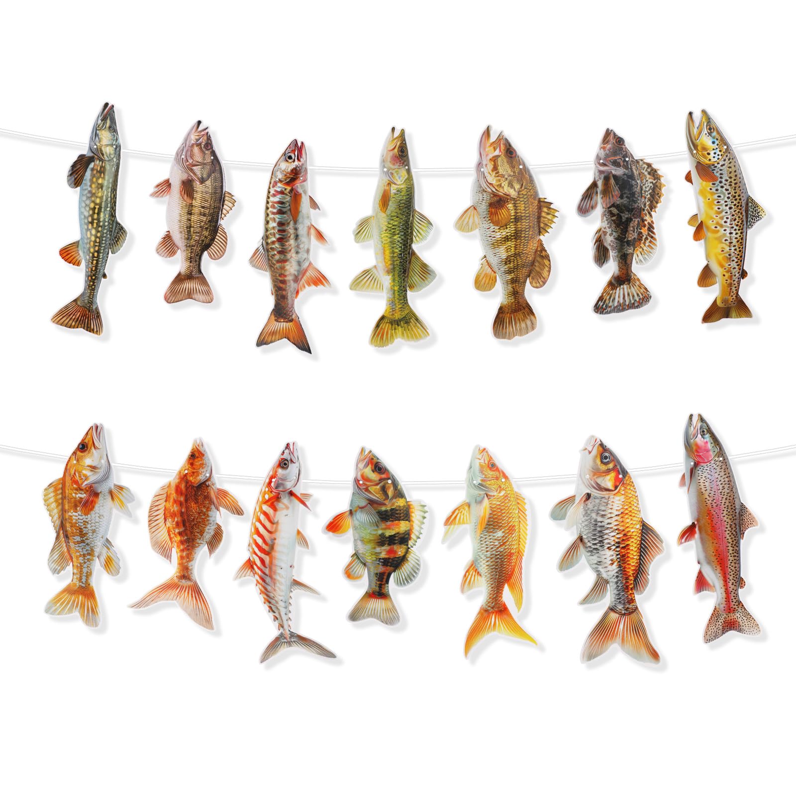 Fishing Birthday Decorations, Pre-Strung Fishing Themed Party Banner Ocean Themed Party Decor Supplies Fish Garland for Birthday Parties Fathers Day Decorations