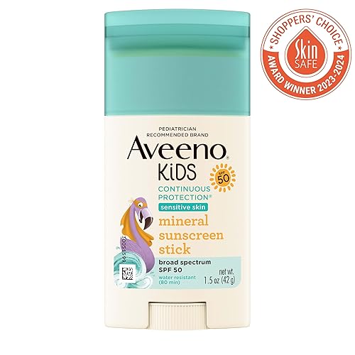 Miniatura 8 de Aveeno Protector solar mineral de óxido de zinc para niños, protección solar en barra para piel sensible, cara y cuerpo, para niños con amplio