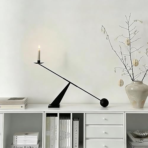 Miniatura 2 de Portavelas moderno de metal negro, portavelas decorativo, portavelas cónico (no incluye vela)