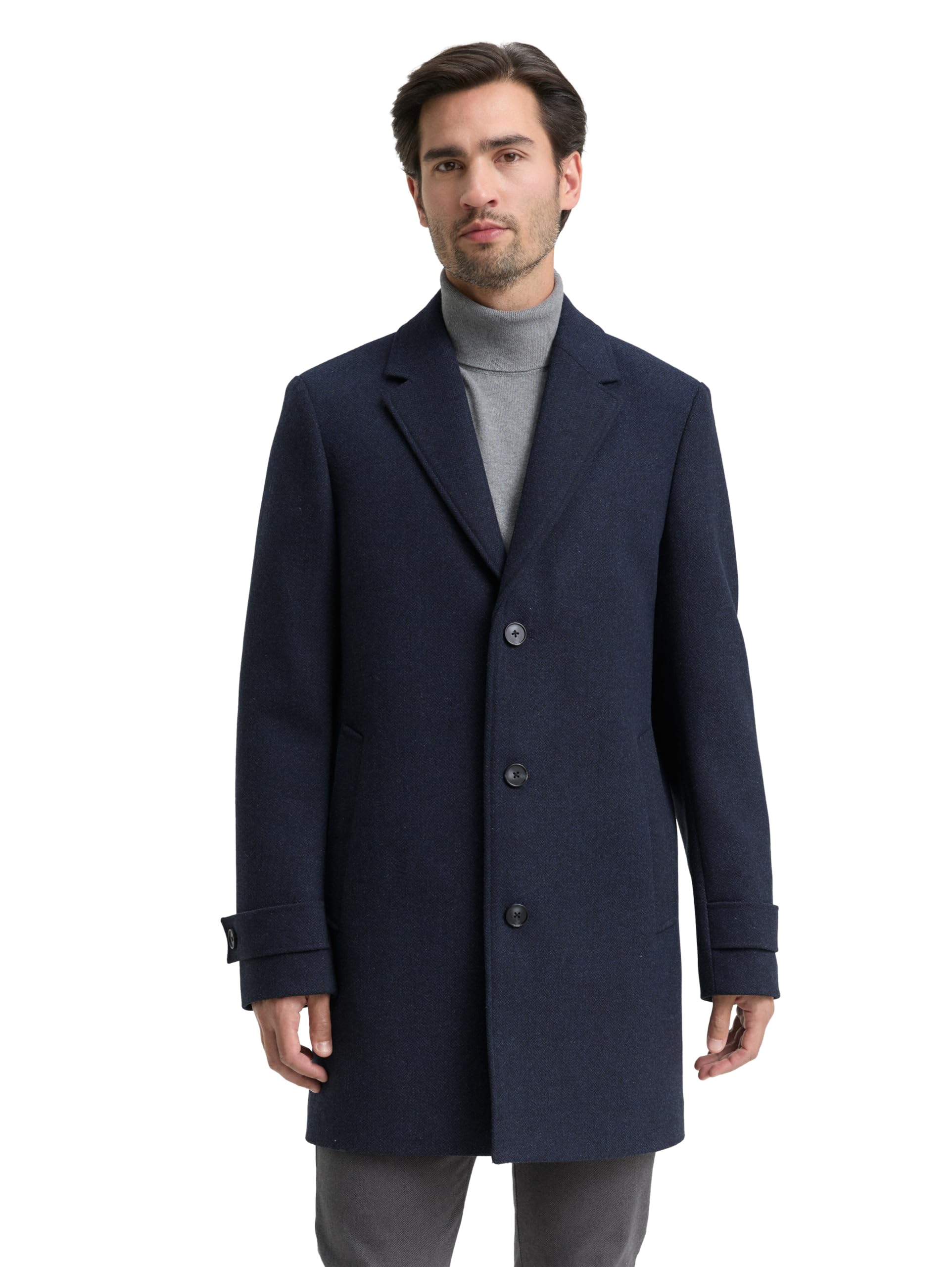 TOM TAILOR Herren 1046987 Wollmantel mit Reverskragen