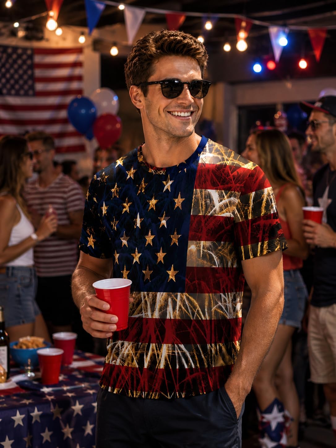 Men's American 4th of July Shirts for Men American Flag Patriotic T-Shirt Soft Independence Day Graphic Tee Tops
