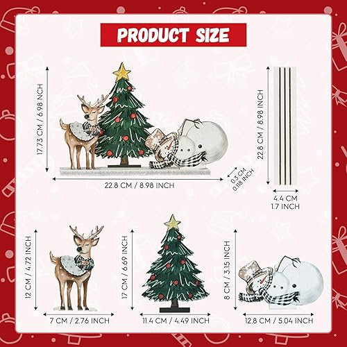 Miniatura 2 de Decoración de interior de Navidad sonriente, centros de mesa, letrero de madera, árbol de reno, muñeco de nieve, libremente configurable y