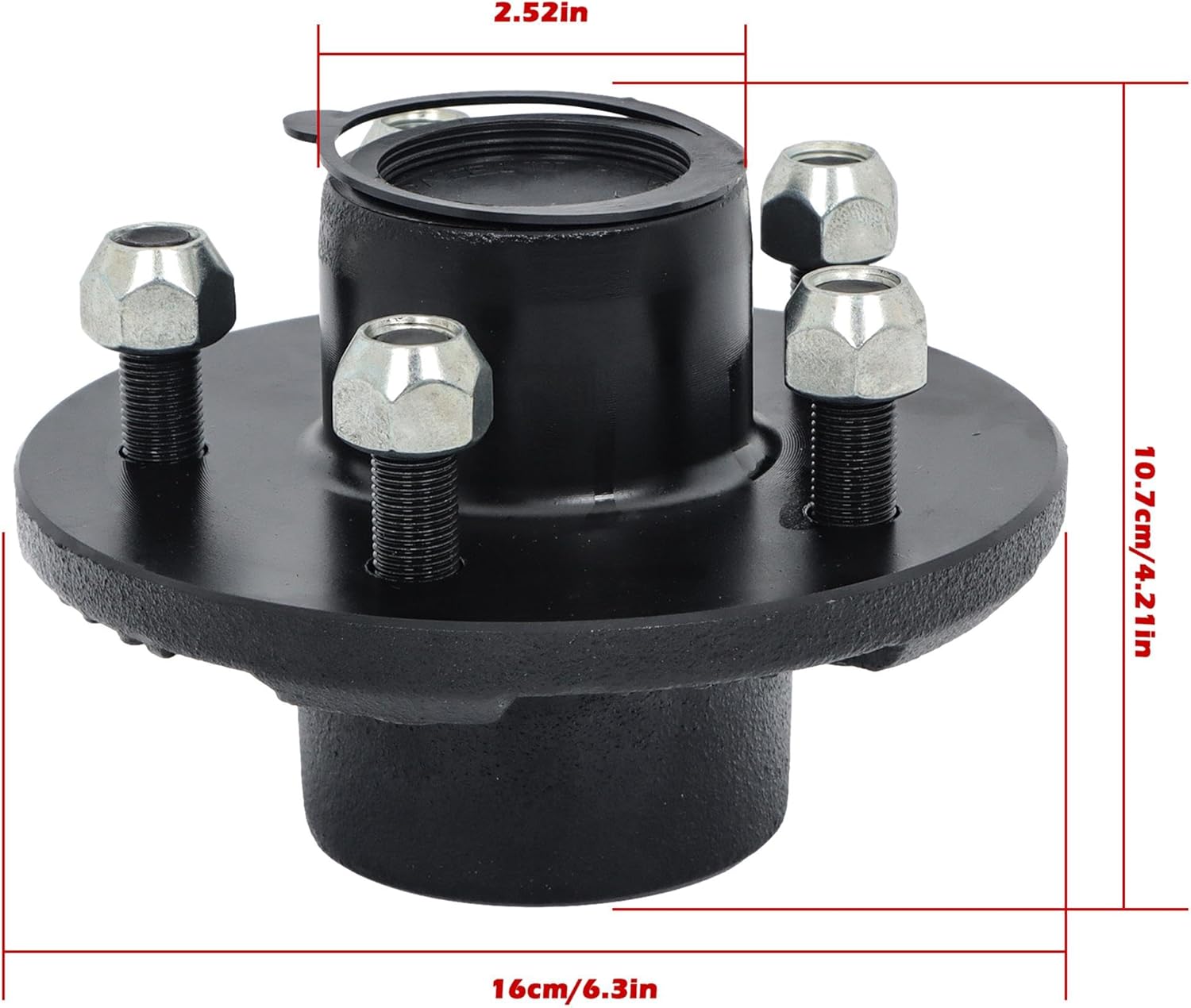 Pre-Assembled Trailer Hub 5-Lug 4.5 Inch for 3500Lb #84 Spindle with Standard Dust Cap and Bearings