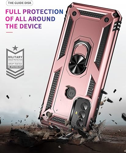 Miniatura 4 de Funda de grado militar para Motorola Moto G Play 2023, anillo giratorio de metal 360 grados, soporte de soporte, armadura, resistente a prueba de