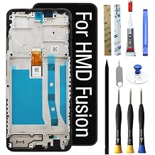 LCD Display Touch Screen Frame Digitizer Glass Panel Assembly Replacement Repair Parts for Model HMD Fusion TA-1640 TA-1658 6.56 inch [with Frame] [with Tools]