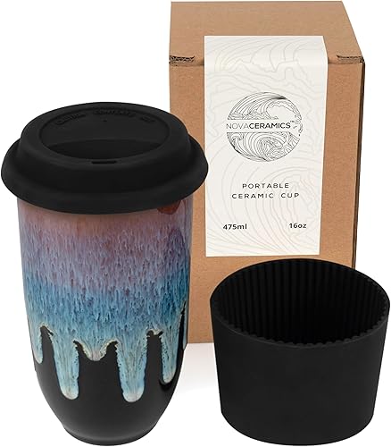 Miniatura 23 de NOVA CERAMICS Taza de Viaje Grapefruit de 12oz - Vaso de Café Para Llevar Con Tapa - Apto para Microondas y Lavavajillas - Diseño Único
