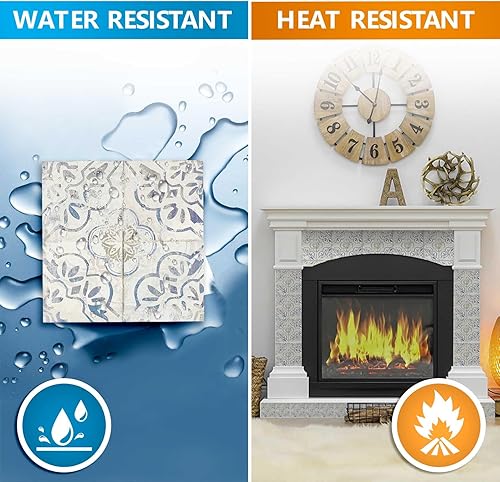 Miniatura 9 de Mi Alma Calcomanías de chimenea para azulejos de despegar y pegar, juego de 24 calcomanías para azulejos en muro, calcomanías de baño, calcomanías