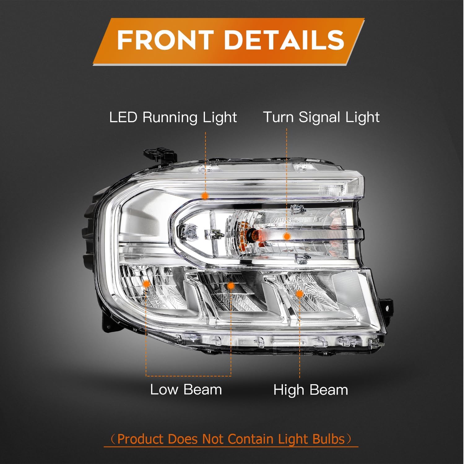 Headlight assembly Fit 2022-2024 for Ford Maverick LED Chrome Housing Titanium Clear Lens Passenger Side FO2503420