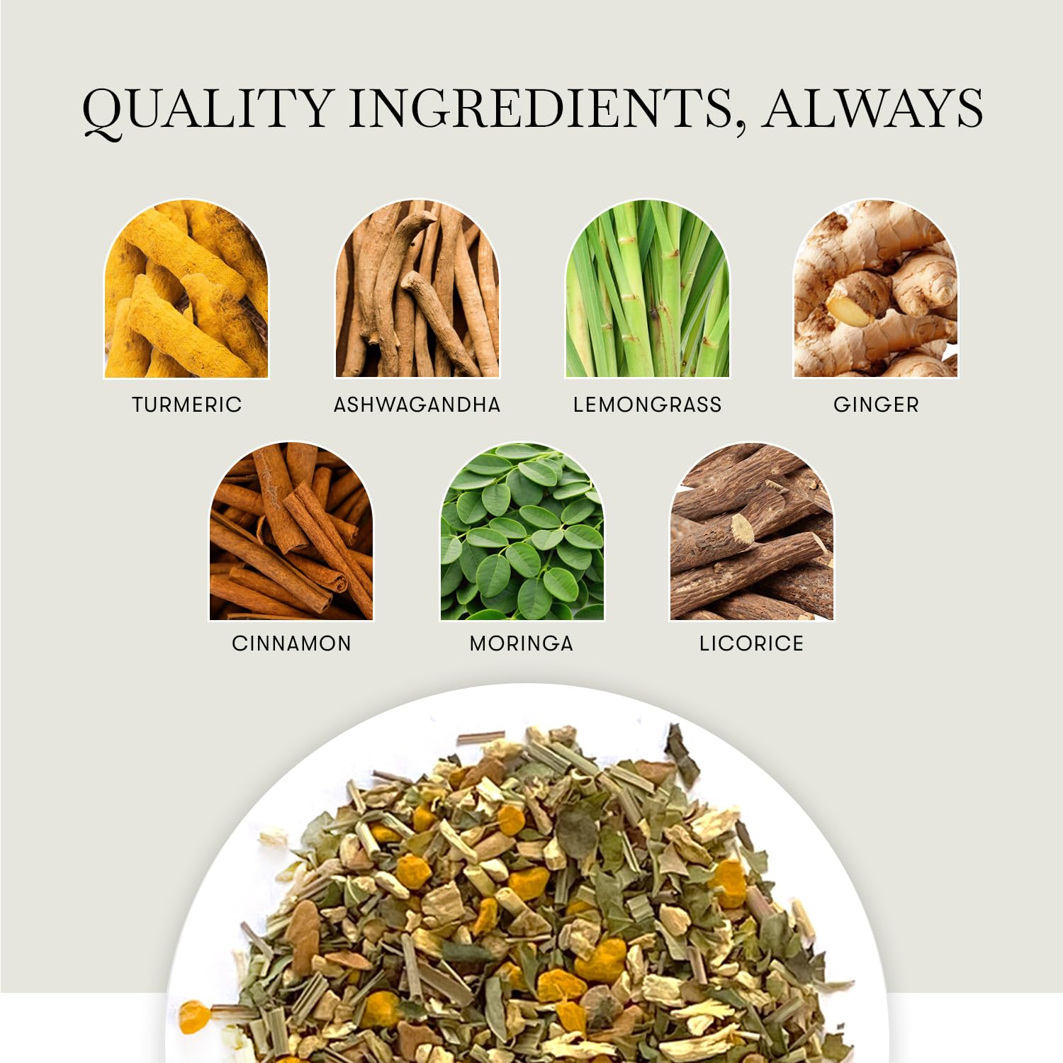 Luxmi Estates Astounding Ashwagandha – Certified Organic Herbal Infusion | 50 Plant-Based Biodegradable Bags (100g) | Ashwagandha, Turmeric, Moringa, Ginger & Cinnamon | For Stress Support | Caffeine Free product image 2
