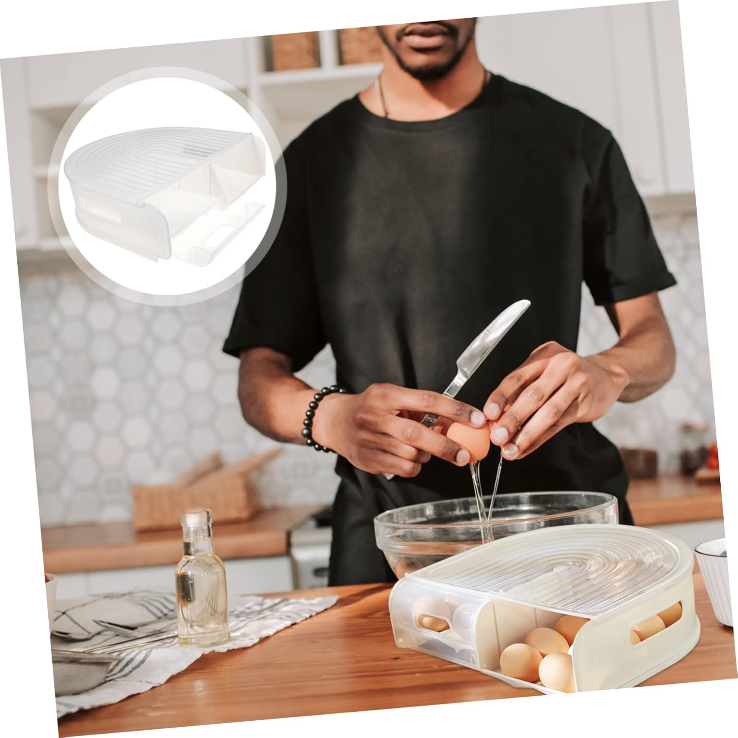 1pcs Egg Organizer for Fridge Carton Box Thickened Tray Reusable Wear-resistant Case for Kitchen Storage