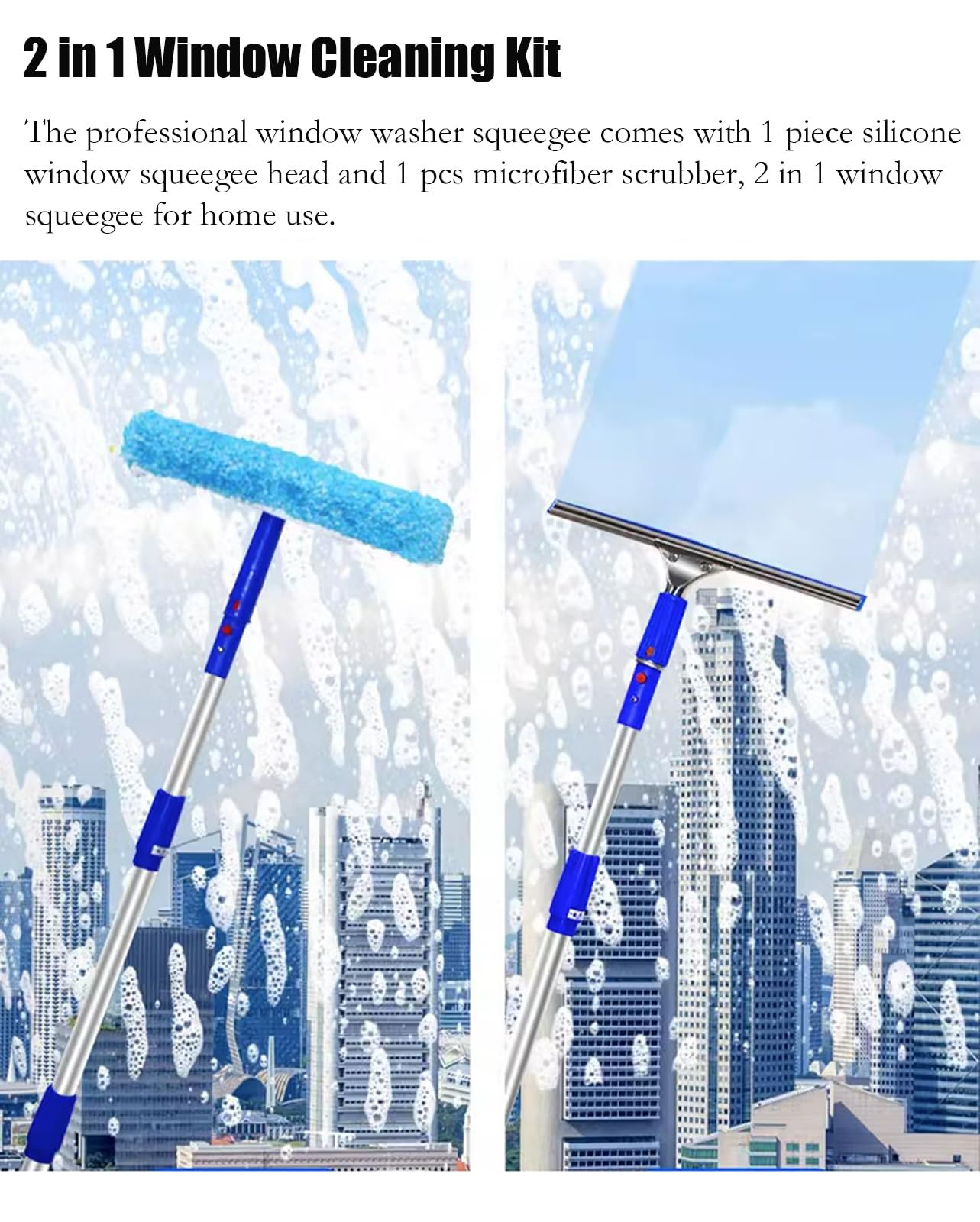 Limpiacristales Limpiador de Ventanas Varillas De Limpieza De Ventanas Empalmadas Extra Largas De 10, 11, 12 Y 15 M, Kit De Lavado Para Centros Comerciales, Tragaluces Altos Y Balcones Exteriores(15m/
