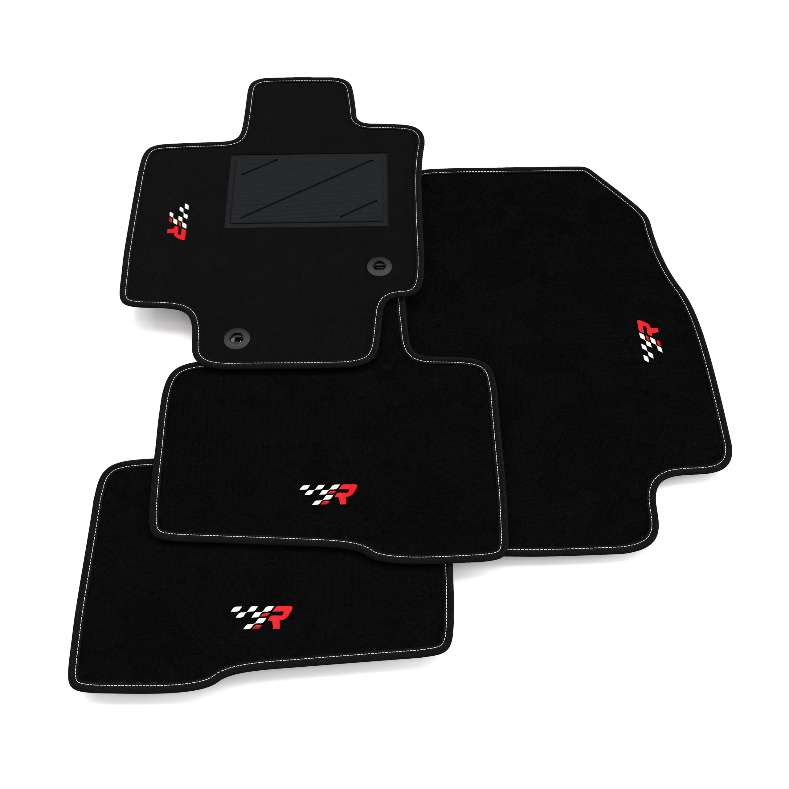 Set de Tapis de Voiture compatibles avec Toyota Highlander 5 Places 2021-2026 | Tapis sur Mesure en Moquette, Broderie R Racing, sur Mesure