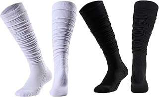 Scrunch Football Socks Knee High Socks Non Slip Extra Long Padded Sports Combed Cotton Knit Thick Socks for Men