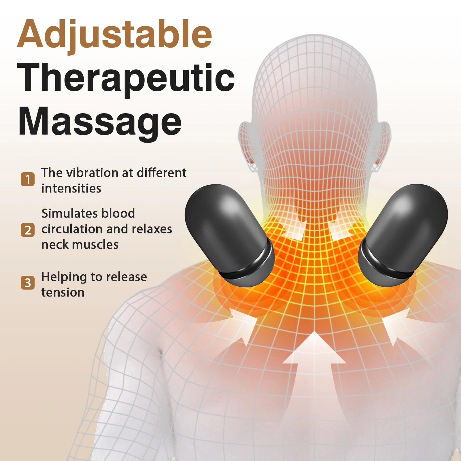Masajeador de Cuello y Hombros Eléctrico 3-en-1, Almohada de Masaje Cervical con Compresión Caliente Vibratoria 2 Modos (Gris)
