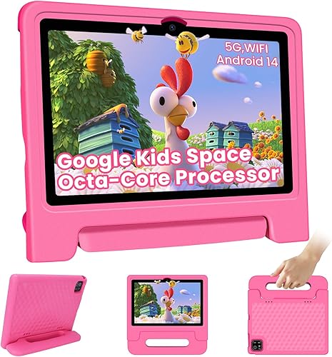 Iconiotk Tablet para niños de 10.1 pulgadas Android 14 Octa-Core 64GB 6000mAh Espacio para niños Control parental 1280 * 800 Pantalla táctil HD