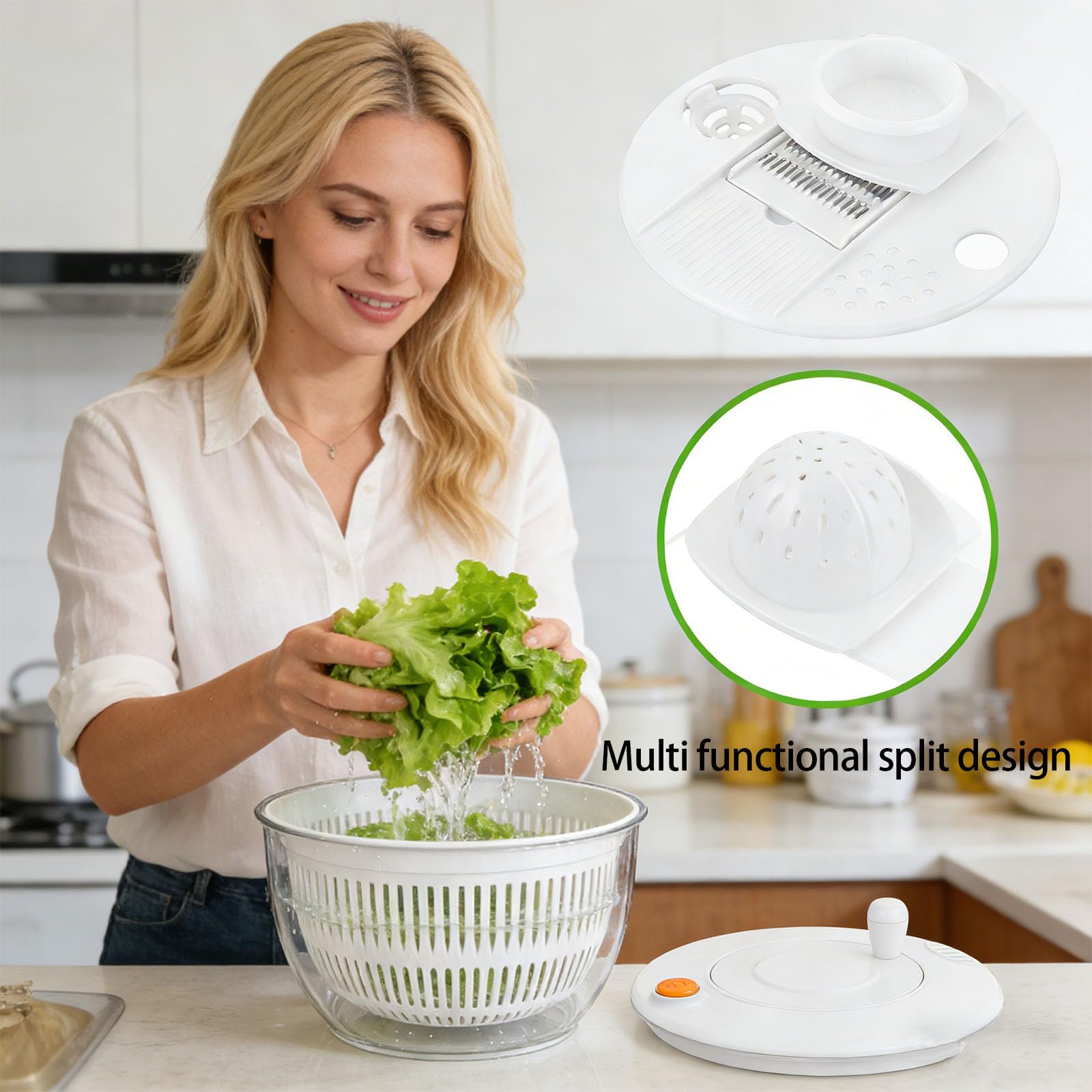 Küchenwerkzeug Hacken von und Salat mit transparentem Design, durchsichtiger Salatschleuder, Zerkleinerer Kombination