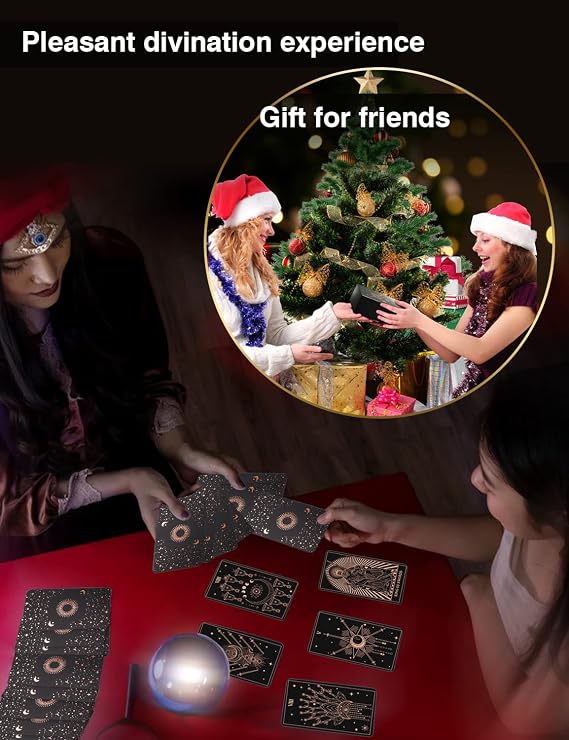 WJPC Rose Gold Foil Tarot Card Decks Set with Guidebook&Gift Box for Beginner& Expert. Fortune Telling Game Cards for Tarot Decks (Rose Gold)